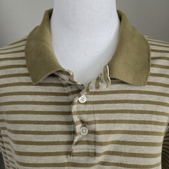 J. Crew Mens Large Striped Olive Green Polo Shirt - Picture 3 of 7
